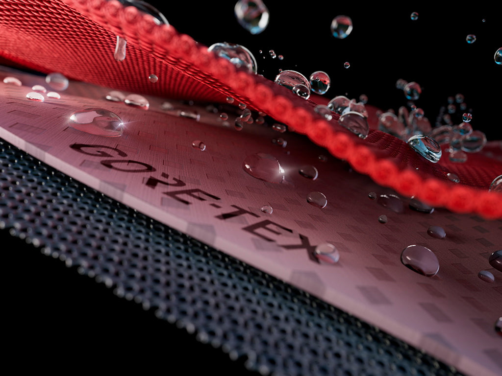 Gore-Tex material with water droplets on a black background