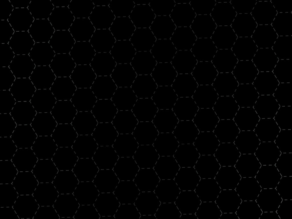 A black background with a pattern of faint, thin-lined hexagons arranged in a honeycomb grid across the entire image.