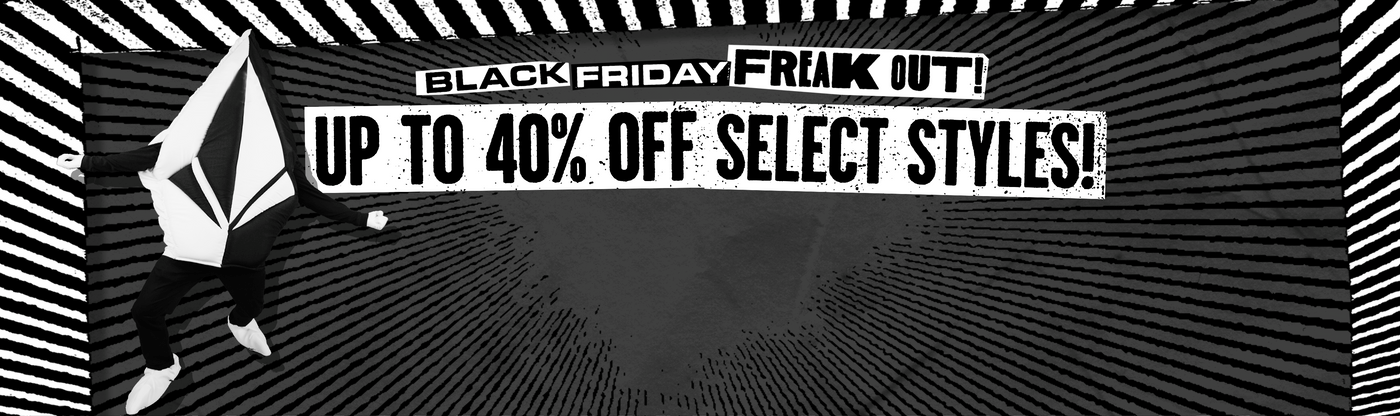 Promotional banner for Black Friday deals with text and striped background