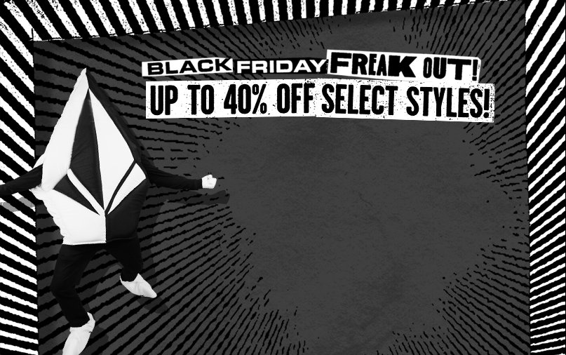 Promotional banner for Black Friday deals with text and striped background