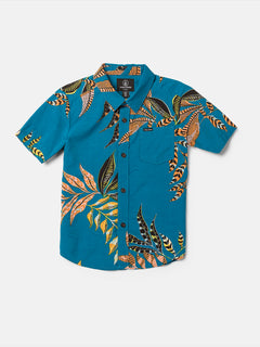 Little Boys Paradiso Floral Short Sleeve Shirt - Ocean Teal
