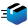 A stylized blue and white box icon with black side bars, shown on a plain white background.