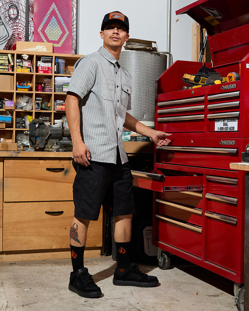 Volcom Men's Trade Stone Short Sleeve Shirt Tower Grey