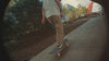 Video of person in white t-shirt and jeans skateboarding, ending with text "Volcom Brand Road-Tested Jeans & Pants"