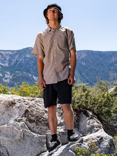 Everett Oxford Short Sleeve Shirt - Mahogany