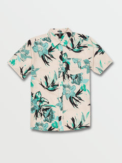 Marble Floral Short Sleeve Shirt - Whitecap Grey (A0442105_WCG) [F]