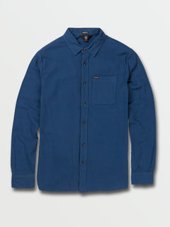 Caden Solid Long Sleeve Flannel - Smokey Blue (A0532004_SMB) [F]