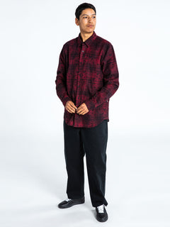 Office Party Long Sleeve Flannel - Port (A0542101_POR) [1]