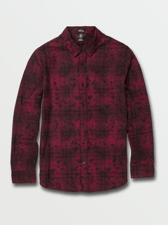 Office Party Long Sleeve Flannel - Port (A0542101_POR) [F]