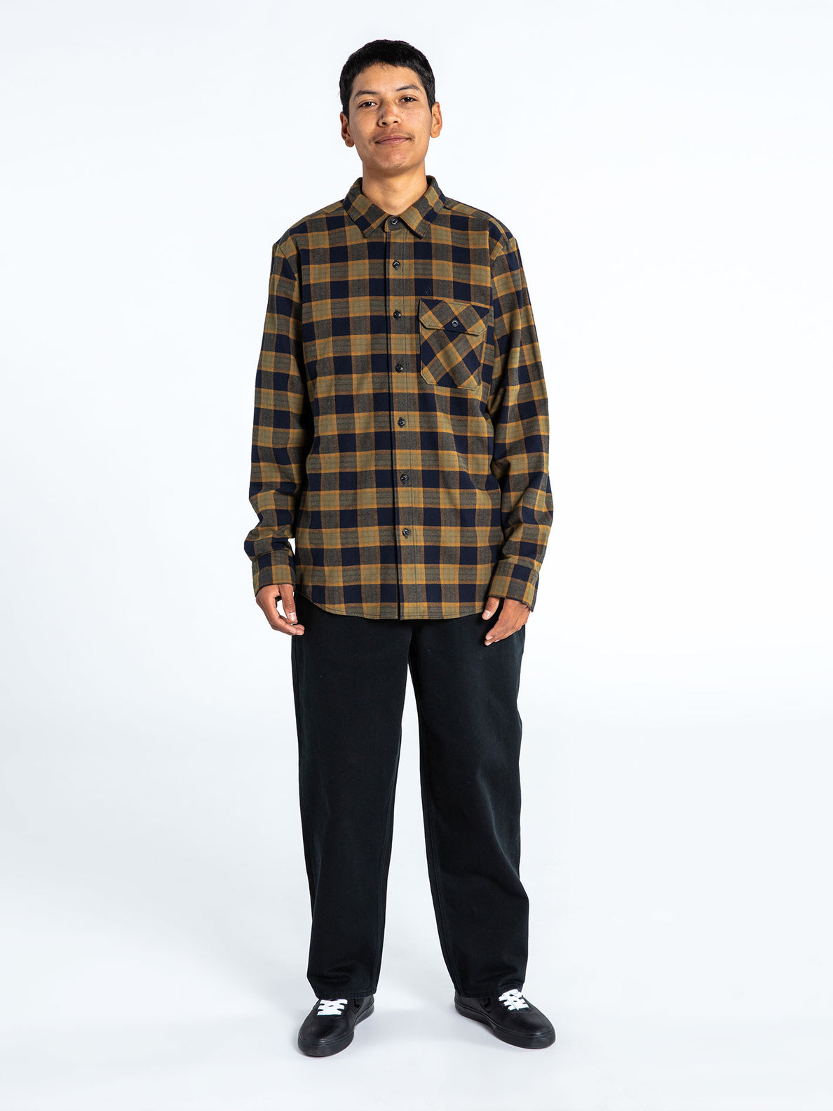 Shadows Flannel Long Sleeve Flannel - Navy (A0542103_NVY) [1]