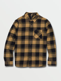 Caden Plaid Long Sleeve Flannel - Dark Khaki (A0542105_DKA) [F]