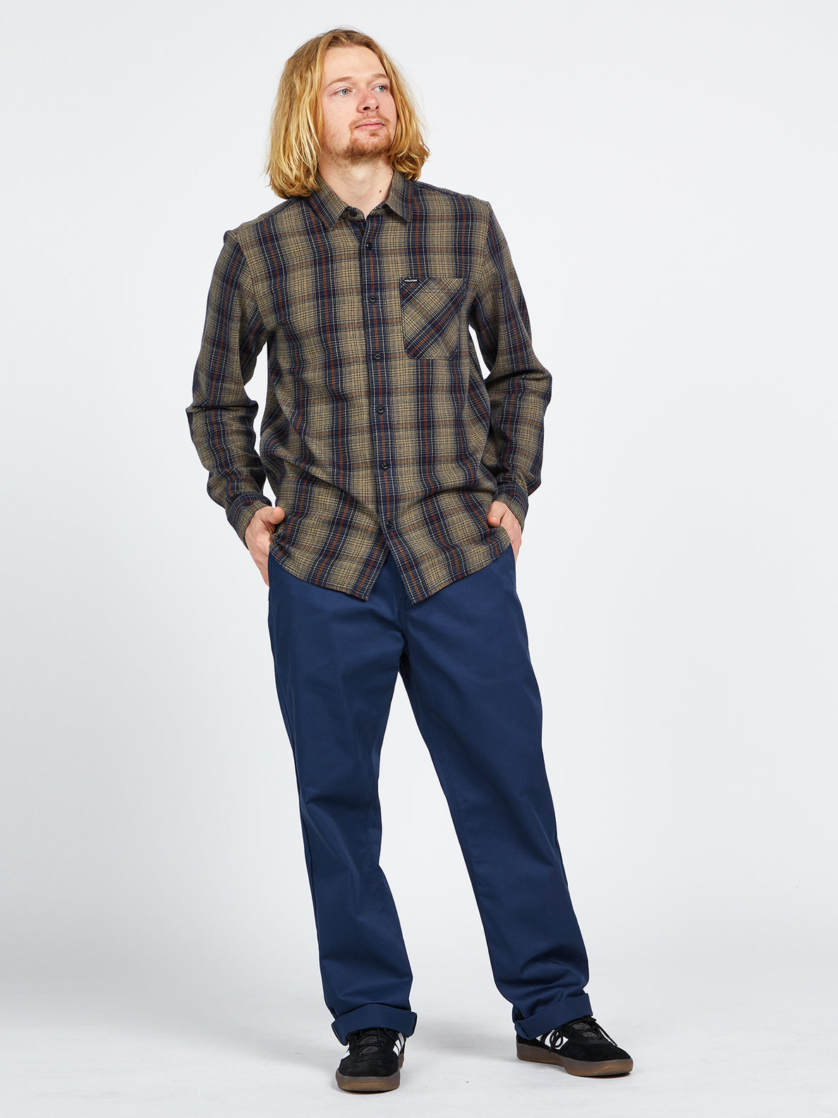 Heavy Twills Long Sleeve Flannel - Khaki (A0542205_KHA) [F]