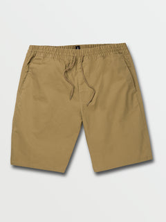 Cleaver Elastic Waist Stretch Shorts - Dark Khaki (A1002102_DKA) [F]