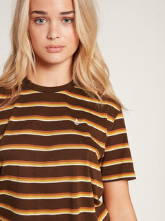Choice Is Yours Striped Short Sleeve Tee - Brown (B0132102_BRN) [1]