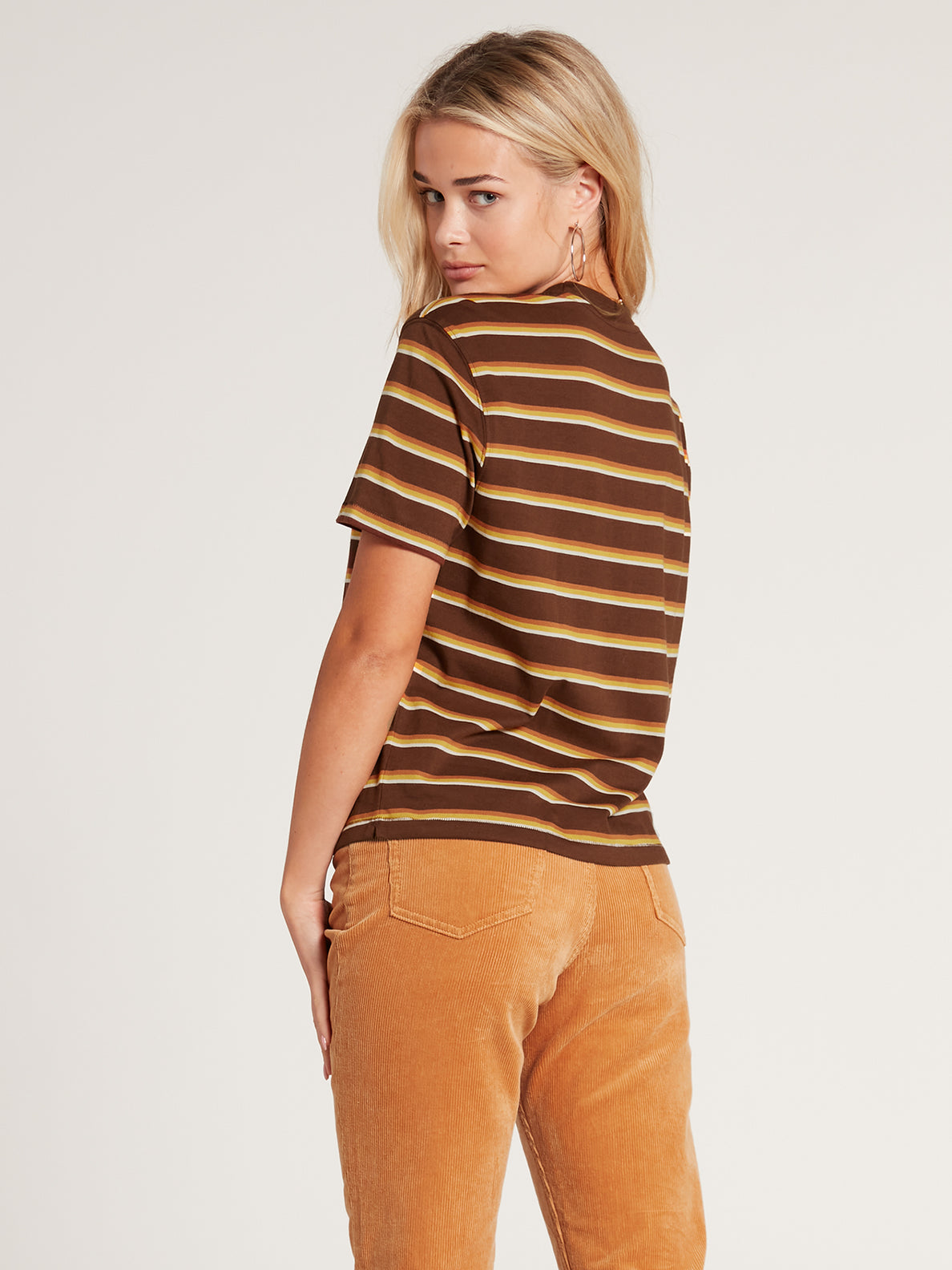 Choice Is Yours Striped Short Sleeve Tee - Brown (B0132102_BRN) [B]