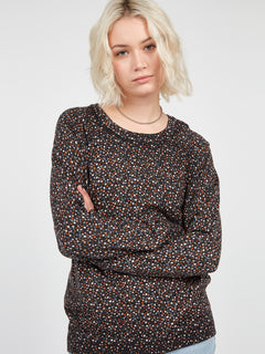 Over N Out Sweater - Black Floral Print (B0741909_BFP) [F]