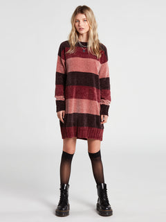 Bubble Tea Sweater Mini Dress - Black Plum (B1342009_BPM) [F]