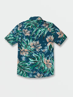 Big Boys Marble Floral Short Shirt Shirt - Aged Indigo (C0412308_AIN) [B]
