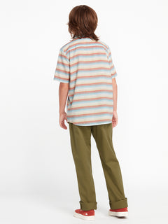 Big Boys Veecee Stripe Short Sleeve Shirt - Whitecap Grey