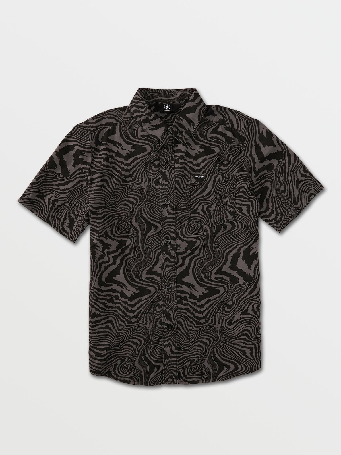 Big Boys Marbeled Zebra Short Sleeve Shirt - Black (C0432130_BLK) [F]