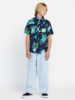 Big Boys Sunriser Floral Short Sleeve Shirt - Navy (C0432302_NVY) [30]