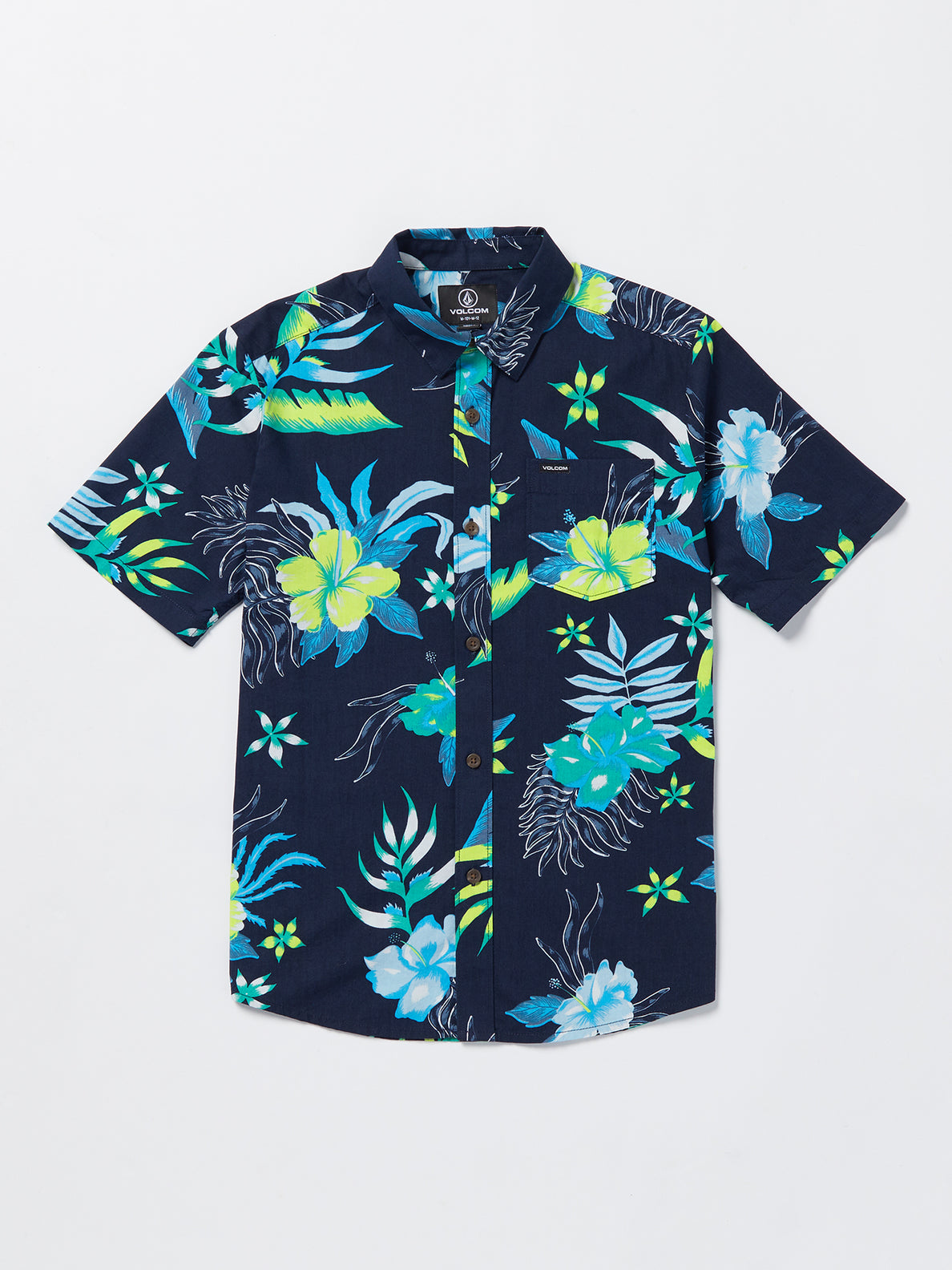 Big Boys Sunriser Floral Short Sleeve Shirt - Navy (C0432302_NVY) [F]