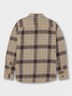 Big Boys Caden Plaid Long Sleeve Flannel - Khaki (C0532203_KHA) [B]