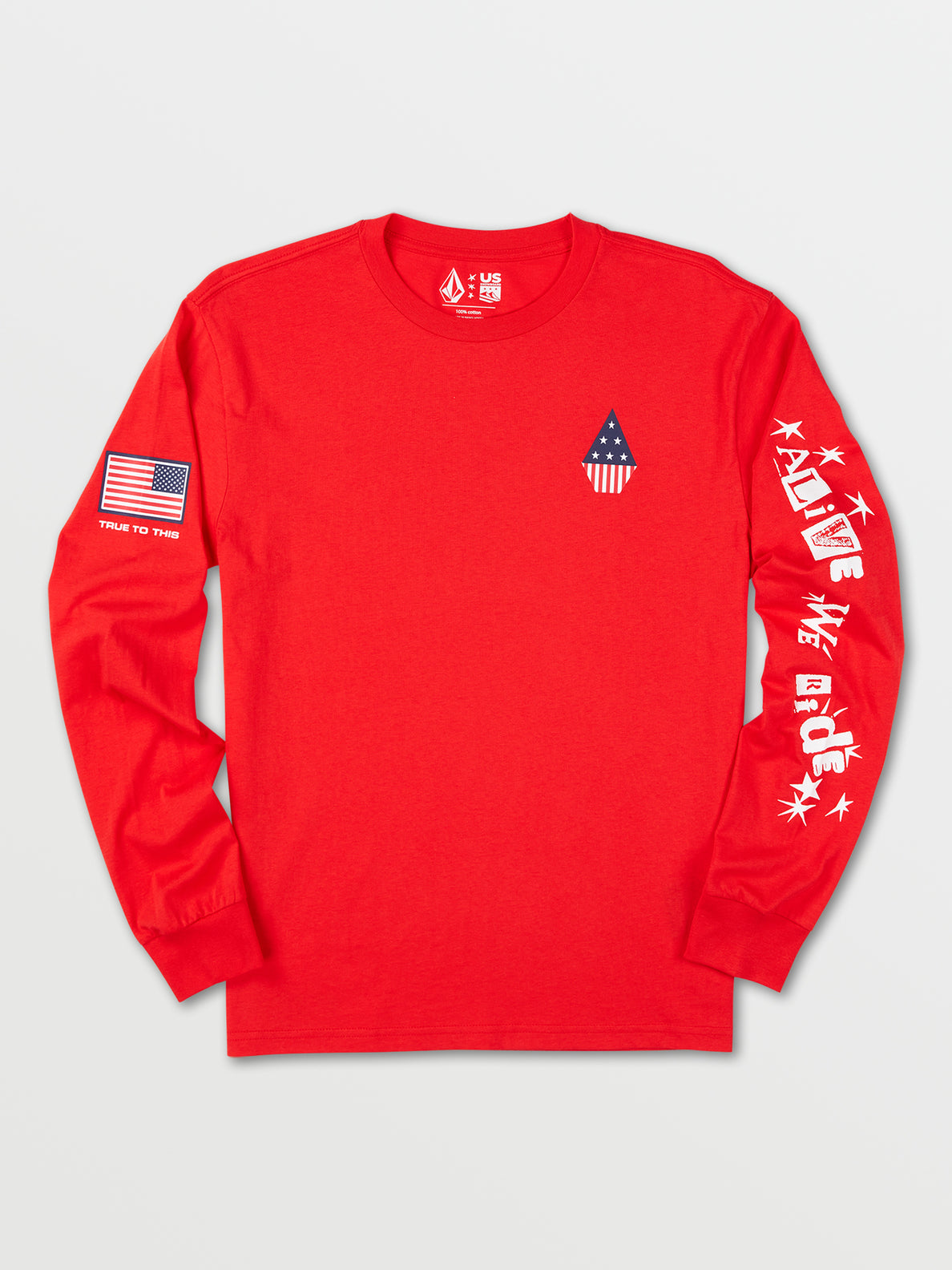 Mens USA Stone Long Sleeve - Red