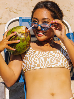Check Her Out Reversible Scoop Bikini Top - Limeade