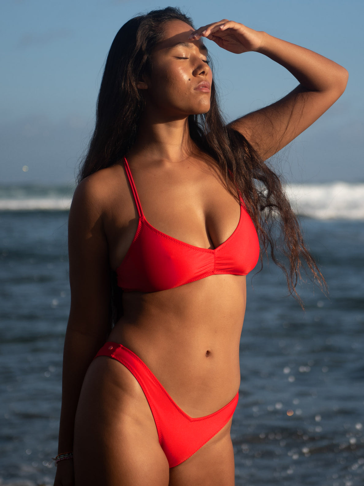 Simply Solid V-Neck Bikini Top - Candy Apple