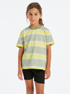 Big Girls Hypen On Strypes Short Sleeve Top - Lime (R0122202_LIM) [F]