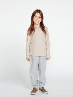 Girls Lived In Lounge Thermal Long Sleeve Top - Bone (R0342100_BNE) [F]