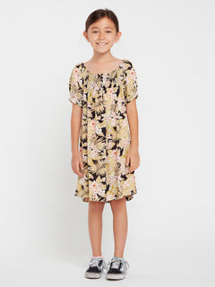Girls Frondly Fire Dress - Black Combo
