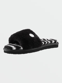 Girls Lived in Lounge Slippers - Black White