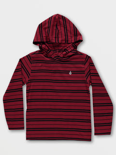 Little Boys Parables Striped Hooded Shirt - Rio Red