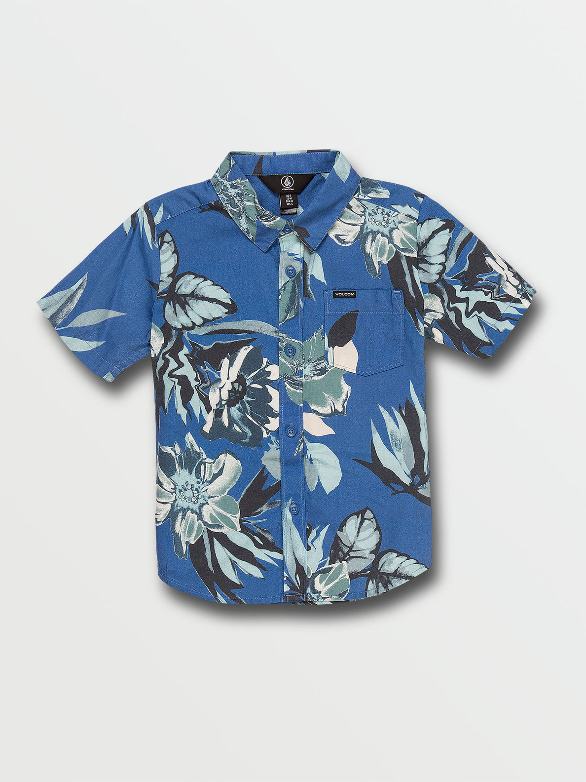 Little Boys Marble Floral Short Sleeve Button Up Shirt - Riverside
