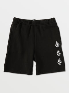 Little Boys Iconic Stone Fleece Shorts - Black (Y1032102_BLK) [F]