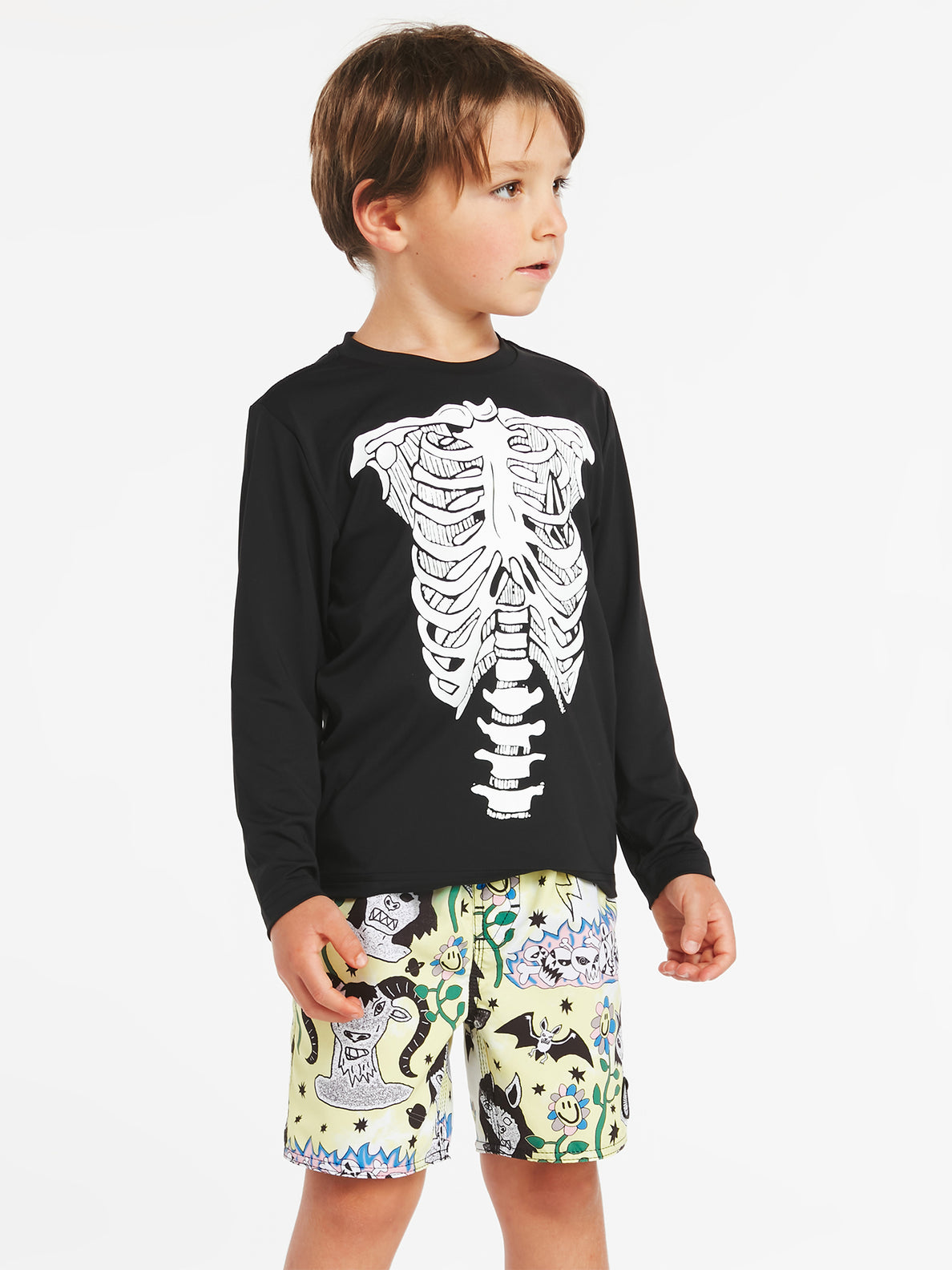 Little Boys Skeleton Long Sleeve UPF 50 Rashguard - Black (Y9322230_BLK) [29]